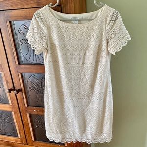 Cream lace shift dress